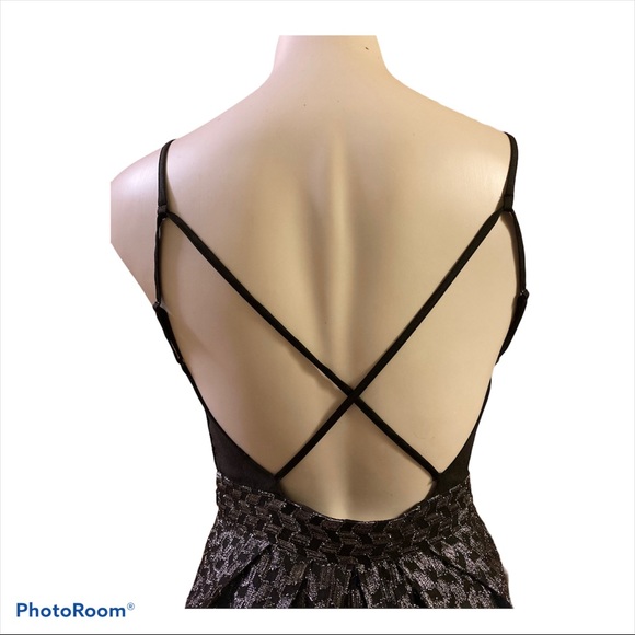- BCBGeneration Black Silver Metallic Crisscross Back Cocktail Dress 4 - Picture 5 of 8